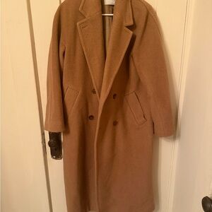 Babaton Tan Double-Breasted Trench Coat